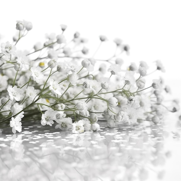 Gypsophila flowers isolated on white background generate ai