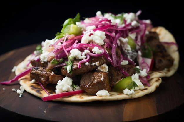 Photo gyro with crunchy radish slaw yummy delicious traditional dish gyro food photography