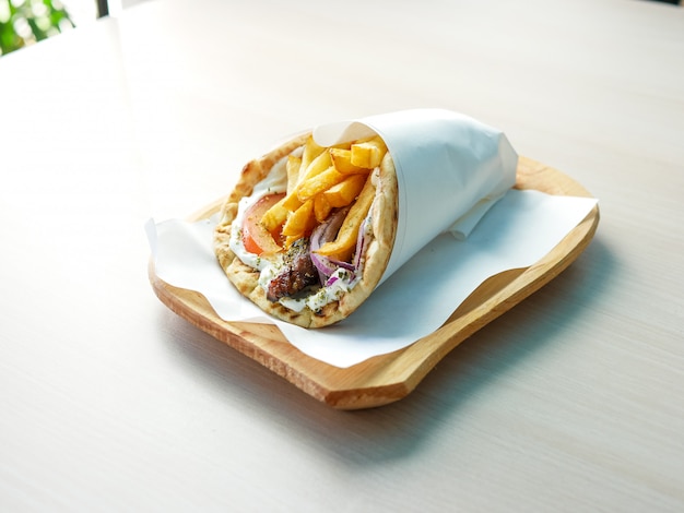 Gyros on a restaurant table