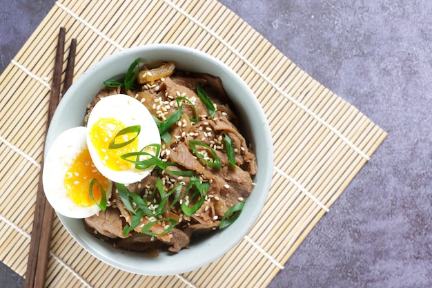 Gyudon is Japanese Beef Rice Bowl or Yakinikudon.