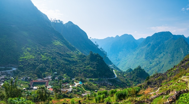 Ha Giang karst geopark mountain landscape in North Vietnam