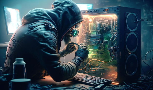 A hacker attempting to breach a computer system or network