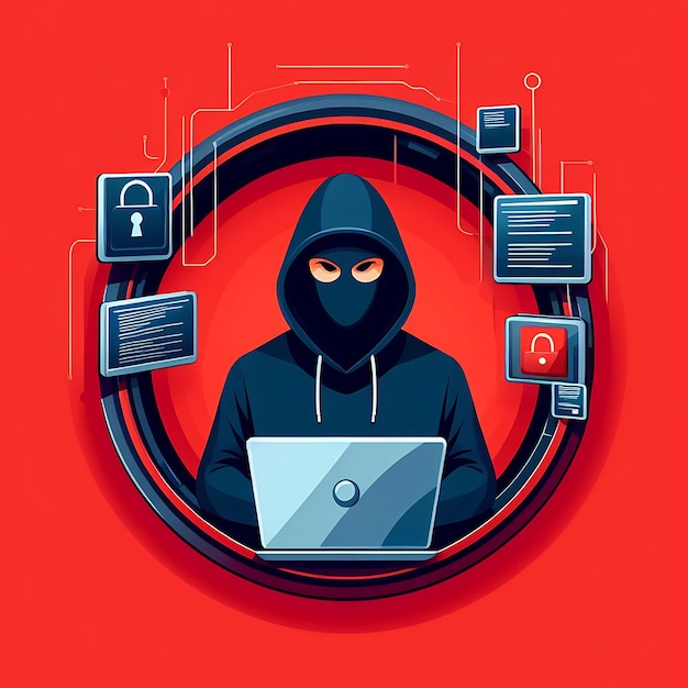 Hacker Cyber threats Data breach Graphics design resources illustration vector