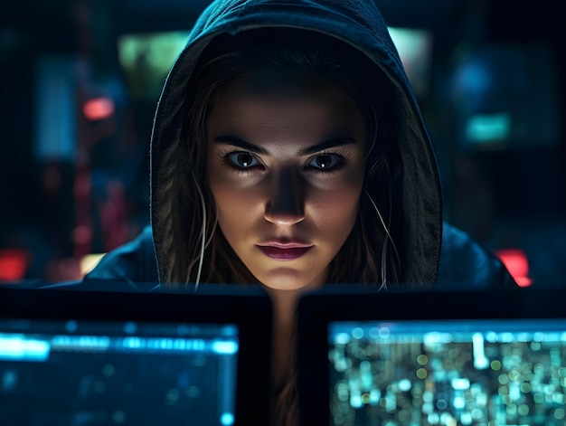 Photo hacker girl cyber criminal ai artwork