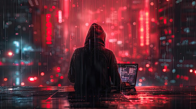 Hacker sitting in front of a laptop