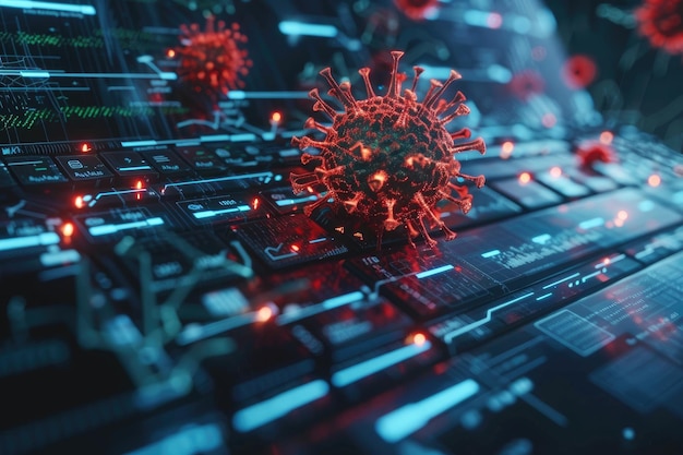 Hacker virus attacks during coronavirus pandemic concept