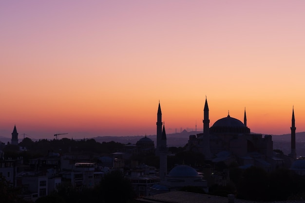 Hagia Sophia shadow view beautiful sunset colours Istanbul Turkey