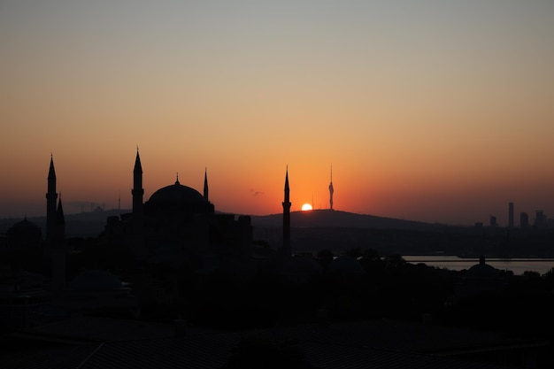 Hagia Sophia silhouette at sunrise Istanbul Turkey