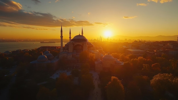 Photo hagia sophia at sunset in istanbul