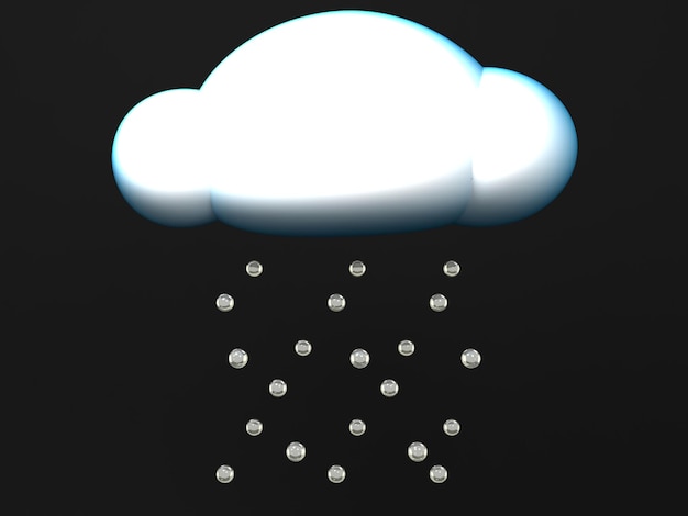 Hail cloud 3d rendering of weather forecast icon