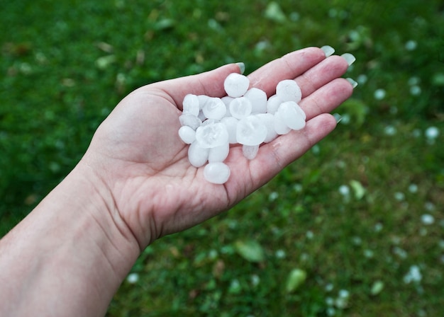 Hailstones on a hand