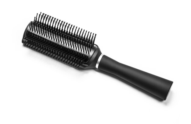 Photo hair brush with a black handl