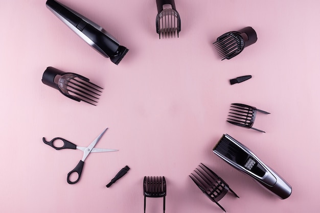 Hair clipper pink background.