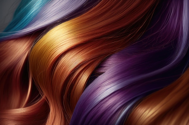 Hair colors dyed palette Set background Closeup AI Generation