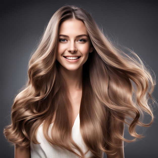 Haircare beauty and relax with woman with long hair luxury and salon treatment isolated