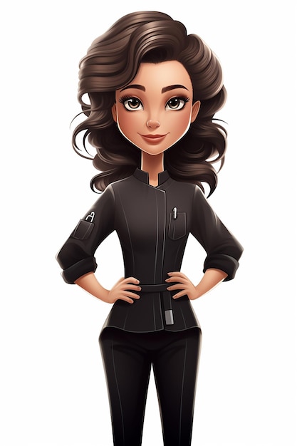 Photo hairdresser woman in professional uniform cartoon