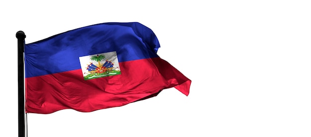 haiti Country 3D wind waving flag and whithe background