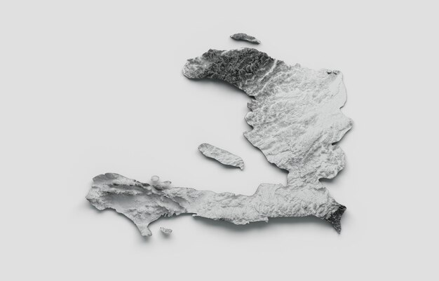 Haiti Map Flag Shaded relief Color Height map on white Background 3d illustration