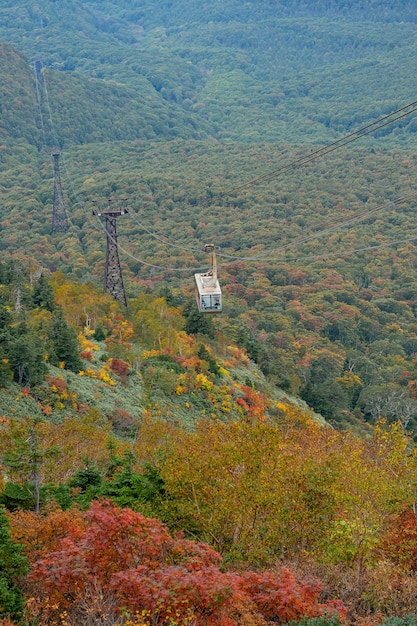 Hakkoda ropeway in Aomori Prefecture with Autumn Leaves. A wonderful view of hakkoda mountains.