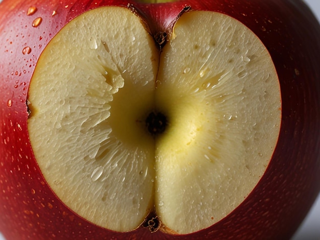 Photo a half of an apple with a bite taken out of it