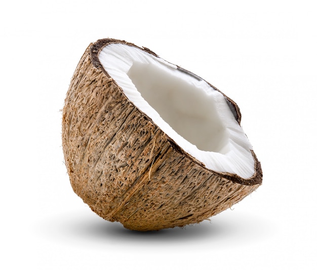 Half Coconut isolated on white surface