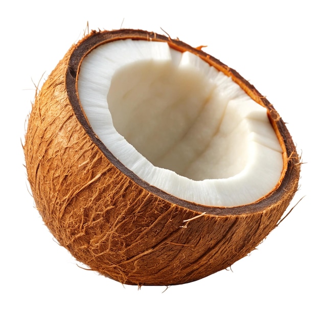 Half of a Coconut with White Flesh Inside