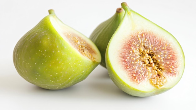 Half of Fresh Green Fig Isolated on White Background