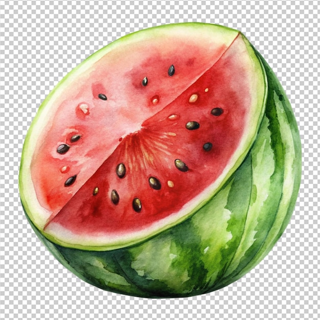 half of fresh watermelon watercolor painting