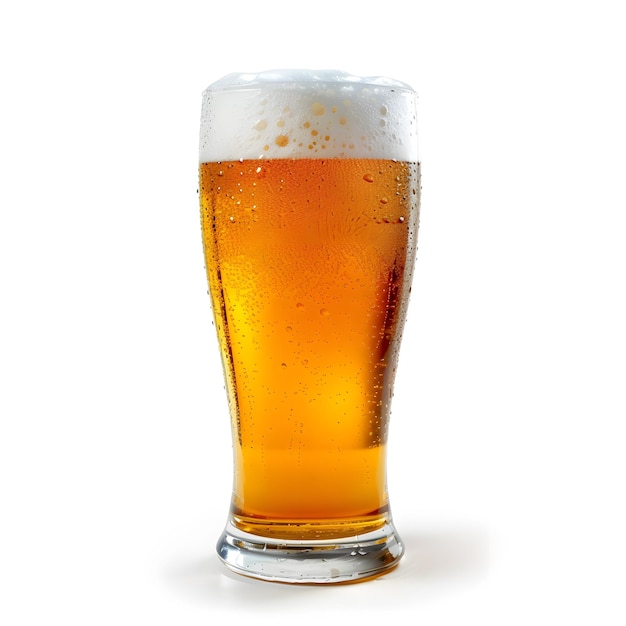 Photo half full glass of beer isolated on white isolated on white background