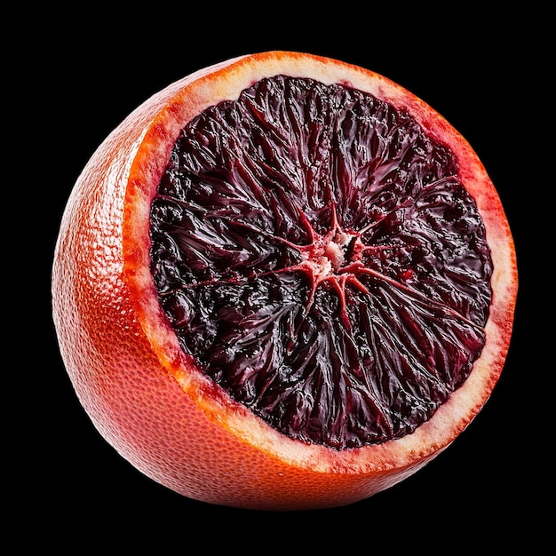 Photo a half of a grapefruit is shown on a black background