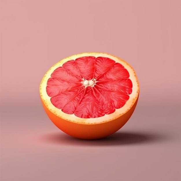 A half of a grapefruit with a pink background