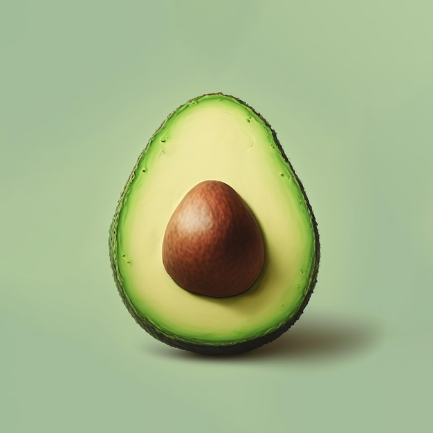 Half of green avocado on pastel background