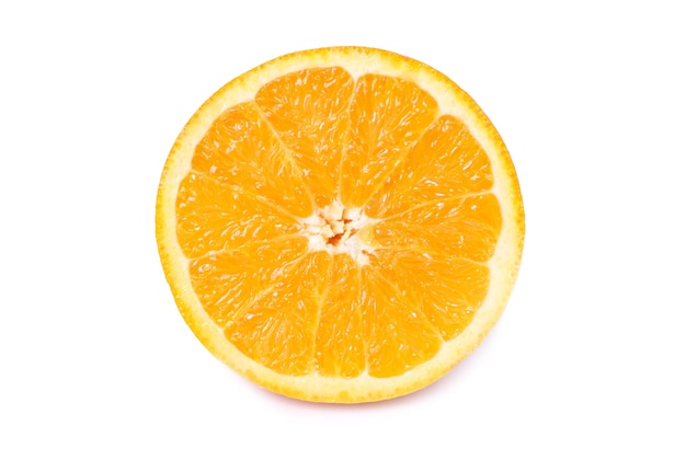 Half of juicy fresh orange isolated on white background