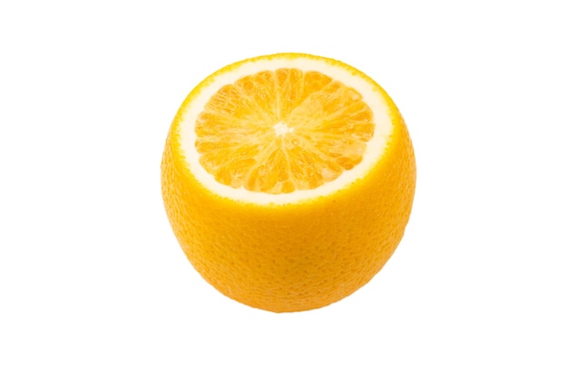 Half juicy orange isolated on white background.