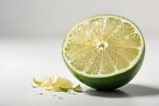 Half of the lime on white background