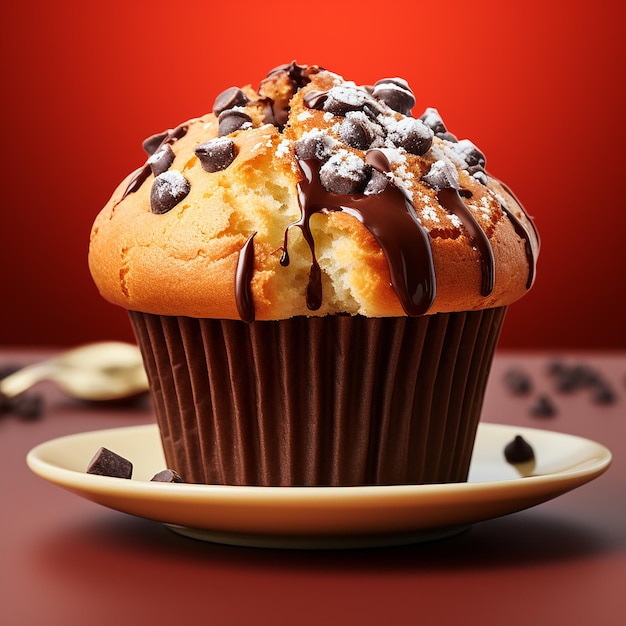 Half Muffin with Black Chocolate Inside Front View