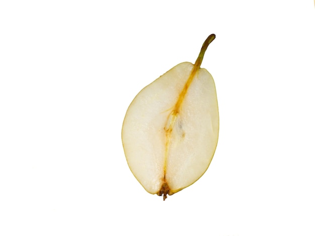 Half a pear on a white background Juicy fruit