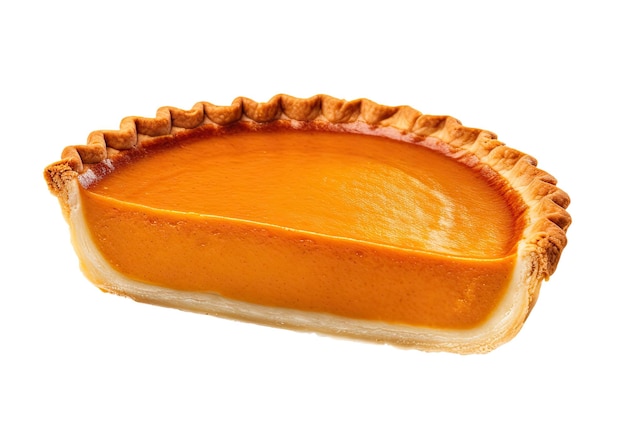 Half of a pumpkin pie isolated on white background Generative AI