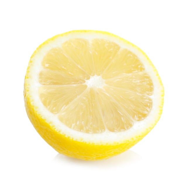 Half of ripe lemon isolated on white