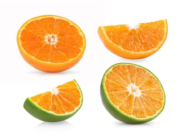 Half of tangerine or clementine isolated on white background