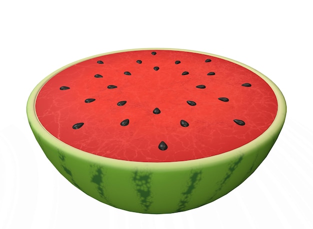 Half watermelon with isolated on white background 3drendering