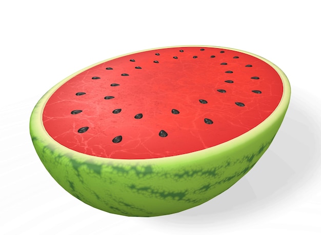 Half watermelon with isolated on white background 3drendering