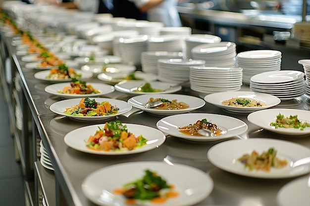 Halffinished dishes and uneaten food mountains of waste in the food service industry