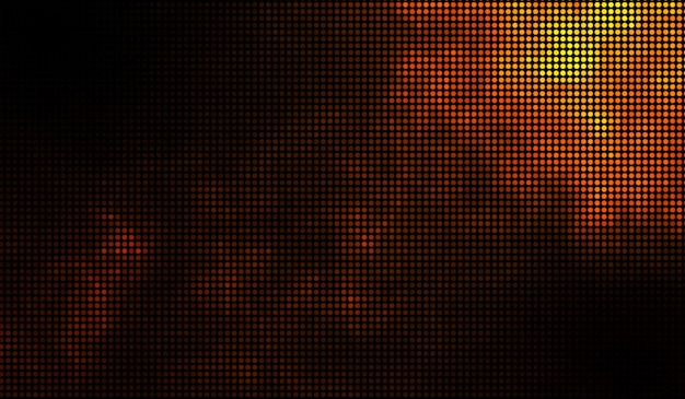 Photo halftone dots orange burning sparks fire on red background