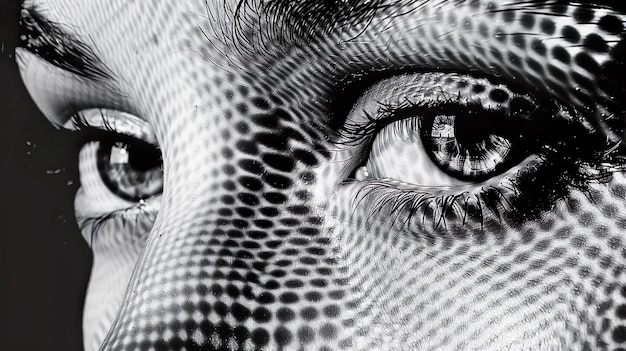 Photo halftone eye pattern in black and white