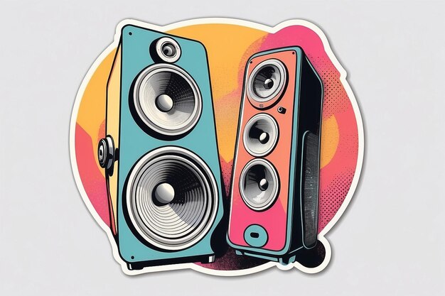 Halftone loudspeaker in hand vintage collage element