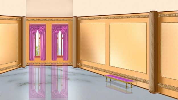 Hall in an art gallery or museum illustration