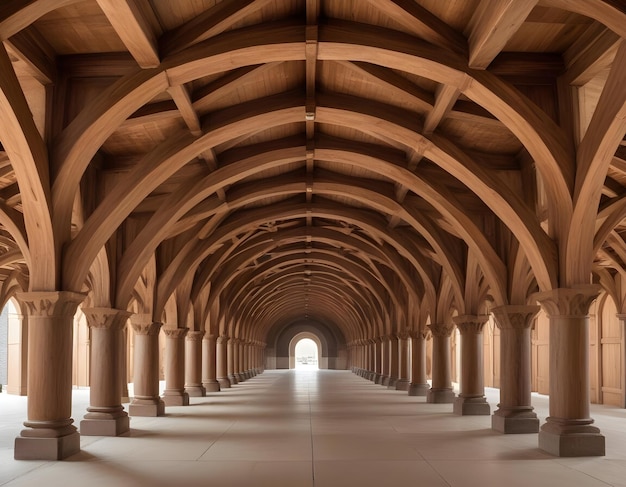 Photo a hall with a wooden ceiling that has a sign that says the hall