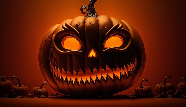 Halloween 3d character beautiful scene of ghost pumpkins background photo illustration