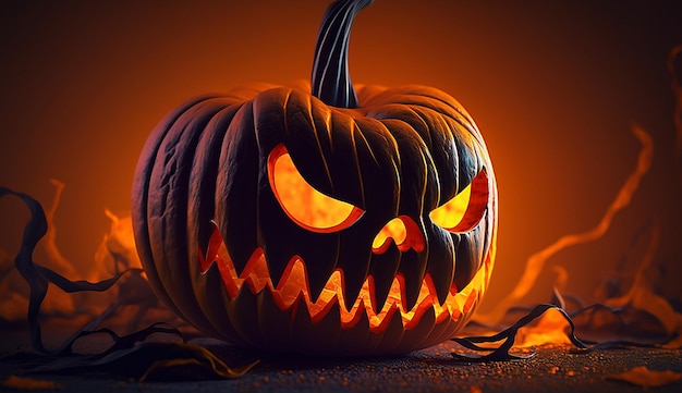 Halloween 3d character beautiful scene of ghost pumpkins background photo illustration